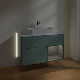 Тумба под раковину Villeroy & Boch Finion 100х50,1 см с подсветкой МДФ оливковый матовый лак/стекло белое матовое G251GKGM