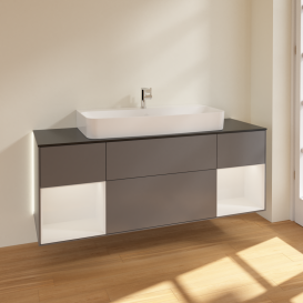 Тумба под раковину Villeroy & Boch Finion 160х50,1 см с подсветкой МДФ антрацит матовый лак/стекло черное матовое G212GFGK