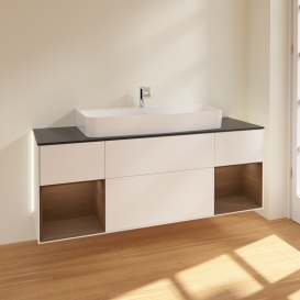 Тумба под раковину Villeroy & Boch Finion 160х50,1 см с подсветкой МДФ белый матовый лак/стекло белое матовое G212GNMT