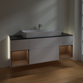 Тумба под раковину Villeroy & Boch Finion 160х50,1 см с подсветкой МДФ белый матовый лак/стекло белое матовое G212GNMT