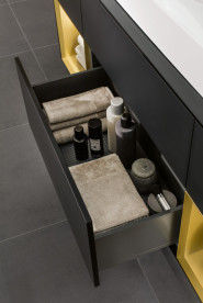 Тумба под раковину Villeroy & Boch Finion 160х50,1 см с подсветкой МДФ черный матовый лак/стекло черное матовое G212HFPD