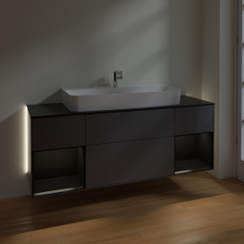 Тумба под раковину Villeroy & Boch Finion 160х50,1 см с подсветкой МДФ антрацит матовый лак/стекло черное матовое G212PDGK