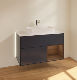 Тумба под раковину Villeroy & Boch Finion 100х50,1 см с подсветкой МДФ темно-синий матовый лак/стекло белое матовое G251GNHG