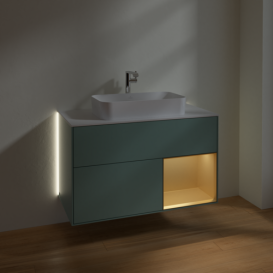 Тумба под раковину Villeroy & Boch Finion 100х50,1 см с подсветкой МДФ оливковый матовый лак/стекло белое матовое  G251HFGM