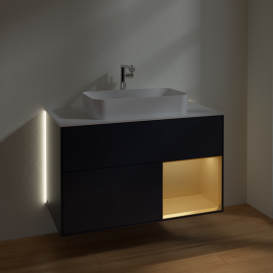 Тумба под раковину Villeroy & Boch Finion 100х50,1 см с подсветкой МДФ темно-синий матовый лак/стекло белое матовое G251HFHG
