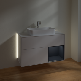 Тумба под раковину Villeroy & Boch Finion 100х50,1 см с подсветкой МДФ глянцевый белый лак/стекло белое матовое G251HGGF