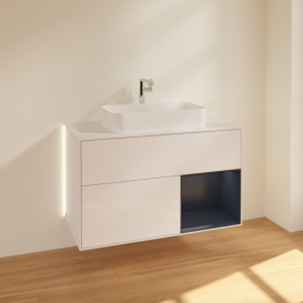 Тумба под раковину Villeroy & Boch Finion 100х50,1 см с подсветкой МДФ глянцевый белый лак/стекло белое матовое G251HGGF