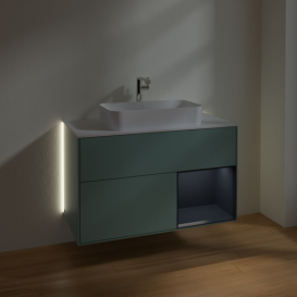 Тумба под раковину Villeroy & Boch Finion 100х50,1 см с подсветкой МДФ оливковый матовый лак/стекло белое матовое G251HGGM