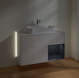 Тумба под раковину Villeroy & Boch Finion 100х50,1 см с подсветкой МДФ белый матовый лак/стекло белое матовое G251HGMT