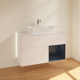Тумба под раковину Villeroy & Boch Finion 100х50,1 см с подсветкой МДФ белый матовый лак/стекло белое матовое G251HGMT