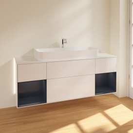 Тумба под раковину Villeroy & Boch Finion 160х50,1 см с подсветкой МДФ глянцевый белый лак/стекло белое матовое G211HGGF