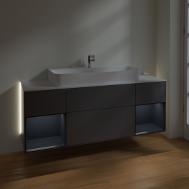 Тумба под раковину Villeroy & Boch Finion 160х50,1 см с подсветкой МДФ антрацит матовый лак/стекло белое матовое G211HGGK
