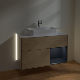 Тумба под раковину Villeroy & Boch Finion 100х50,1 см с подсветкой МДФ шпон дуба/стекло белое матовое G251HGPC