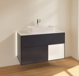 Тумба под раковину Villeroy & Boch Finion 100х50,1 см с подсветкой МДФ темно-синий матовый лак/стекло белое матовое G251MTHG