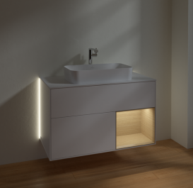 Тумба под раковину Villeroy & Boch Finion 100х50,1 см с подсветкой МДФ белый матовый лак/стекло белое матовое G251PCMT