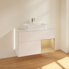 Тумба под раковину Villeroy & Boch Finion 100х50,1 см с подсветкой МДФ белый матовый лак/стекло белое матовое G251PCMT