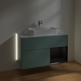 Тумба под раковину Villeroy & Boch Finion 100х50,1 см с подсветкой МДФ оливковый матовый лак/стекло белое матовое G251PDGM