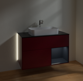 Тумба под раковину Villeroy & Boch Finion 100х50,1 см с подсветкой МДФ пион матовый лак/стекло черное матовое G252HGHB