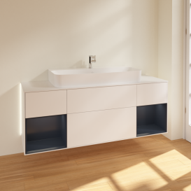 Тумба под раковину Villeroy & Boch Finion 160х50,1 см с подсветкой МДФ белый матовый лак/стекло белое матовое G211HGMT