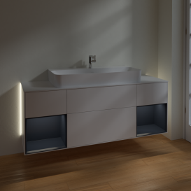 Тумба под раковину Villeroy & Boch Finion 160х50,1 см с подсветкой МДФ белый матовый лак/стекло белое матовое G211HGMT
