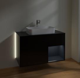 Тумба под раковину Villeroy & Boch Finion 100х50,1 см с подсветкой МДФ черный матовый лак/стекло черное матовое G252HGPD