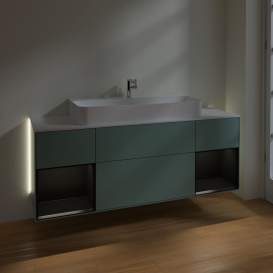 Тумба под раковину Villeroy & Boch Finion 160х50,1 см с подсветкой МДФ оливковый матовый лак/стекло белое матовое G211PDGM
