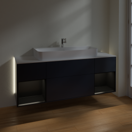 Тумба под раковину Villeroy & Boch Finion 160х50,1 см с подсветкой МДФ темно-синий матовый лак/стекло белое матовое G211PDHG