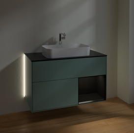 Тумба под раковину Villeroy & Boch Finion 100х50,1 см с подсветкой МДФ оливковый матовый лак/стекло черное матовое G252PDGM