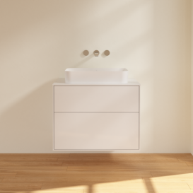 Тумба под раковину Villeroy & Boch Finion 80х50,1 см МДФ глянцевый белый лак/стекло белое матовое F63100GF