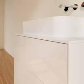 Тумба под раковину Villeroy & Boch Finion 80х50,1 см МДФ глянцевый белый лак/стекло белое матовое F63100GF