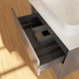 Тумба под раковину Villeroy & Boch Finion 80х50,1 см МДФ антрацит матовый лак/стекло белое матовое F63100GK