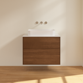 Тумба под раковину Villeroy & Boch Finion 80х50,1 см МДФ шпон грецкого ореха/стекло белое матовое F63100GN