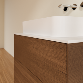 Тумба под раковину Villeroy & Boch Finion 80х50,1 см МДФ шпон грецкого ореха/стекло белое матовое F63100GN