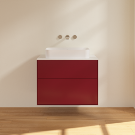 Тумба под раковину Villeroy & Boch Finion 80х50,1 см МДФ пион матовый лак/стекло белое матовое F63100HB