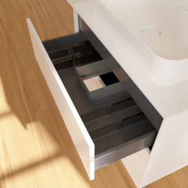 Тумба под раковину Villeroy & Boch Finion 80х50,1 см МДФ белый матовый лак/стекло белое матовое F63100MT