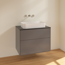 Тумба под раковину Villeroy & Boch Finion 80х50,1 см МДФ антрацит матовый лак/стекло черное матовое F63200GK