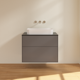 Тумба под раковину Villeroy & Boch Finion 80х50,1 см МДФ антрацит матовый лак/стекло черное матовое F63200GK