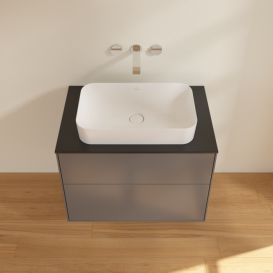 Тумба под раковину Villeroy & Boch Finion 80х50,1 см МДФ антрацит матовый лак/стекло черное матовое F63200GK