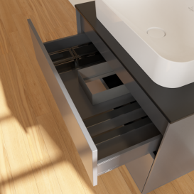 Тумба под раковину Villeroy & Boch Finion 80х50,1 см МДФ антрацит матовый лак/стекло черное матовое F63200GK