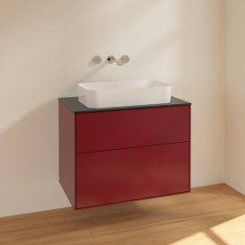 Тумба під раковину Villeroy & Boch Finion 80х50,1 см МДФ півонія матовий лак/скло чорне матове F63200HB