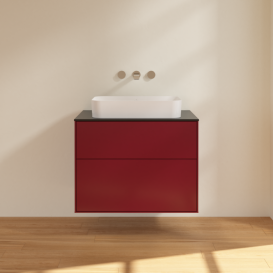 Тумба під раковину Villeroy & Boch Finion 80х50,1 см МДФ півонія матовий лак/скло чорне матове F63200HB