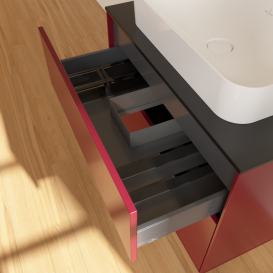 Тумба під раковину Villeroy & Boch Finion 80х50,1 см МДФ півонія матовий лак/скло чорне матове F63200HB