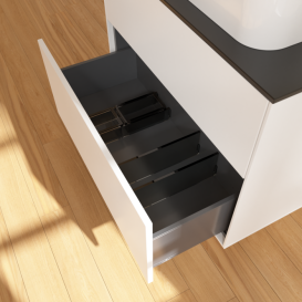 Тумба под раковину Villeroy & Boch Finion 80х50,1 см МДФ белый матовый лак/стекло черное матовое F63200MT