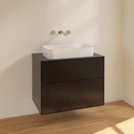 Тумба под раковину Villeroy & Boch Finion 80х50,1 см МДФ черный матовый лак/стекло черное матовое F63200PD