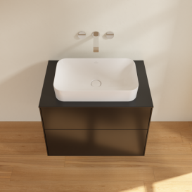 Тумба под раковину Villeroy & Boch Finion 80х50,1 см МДФ черный матовый лак/стекло черное матовое F63200PD