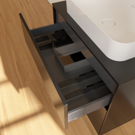 Тумба под раковину Villeroy & Boch Finion 80х50,1 см МДФ черный матовый лак/стекло черное матовое F63200PD