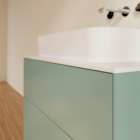 Тумба под раковину Villeroy & Boch Finion 80х50,1 см МДФ оливковый матовый лак/стекло белое матовое F63100GM