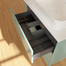 Тумба под раковину Villeroy & Boch Finion 80х50,1 см МДФ оливковый матовый лак/стекло белое матовое F63100GM