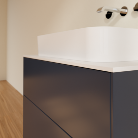 Тумба под раковину Villeroy & Boch Finion 80х50,1 см МДФ темно-синий матовый лак/стекло белое матовое F63100HG