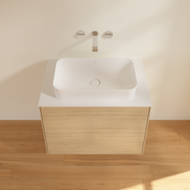 Тумба под раковину Villeroy & Boch Finion 80х50,1 см МДФ шпон дуба/стекло белое матовое F63100PC